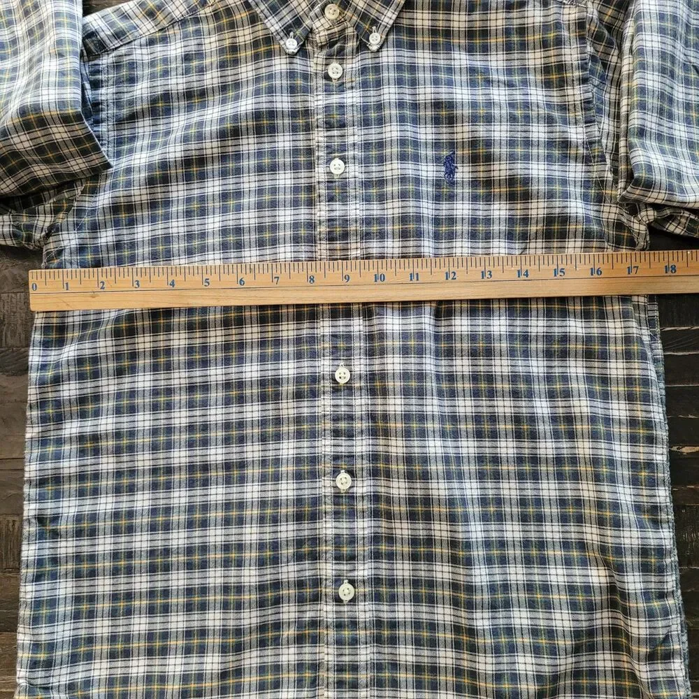 Ralph Lauren Boy's Blake 100% Cotton Plaid Polo Shirt Size M 12/14